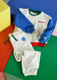 Chicago Colorblock Sweatset- Grey & Blue