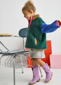 Color Block Fleece Pullover - Pink