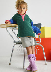 Color Block Fleece Pullover - Pink