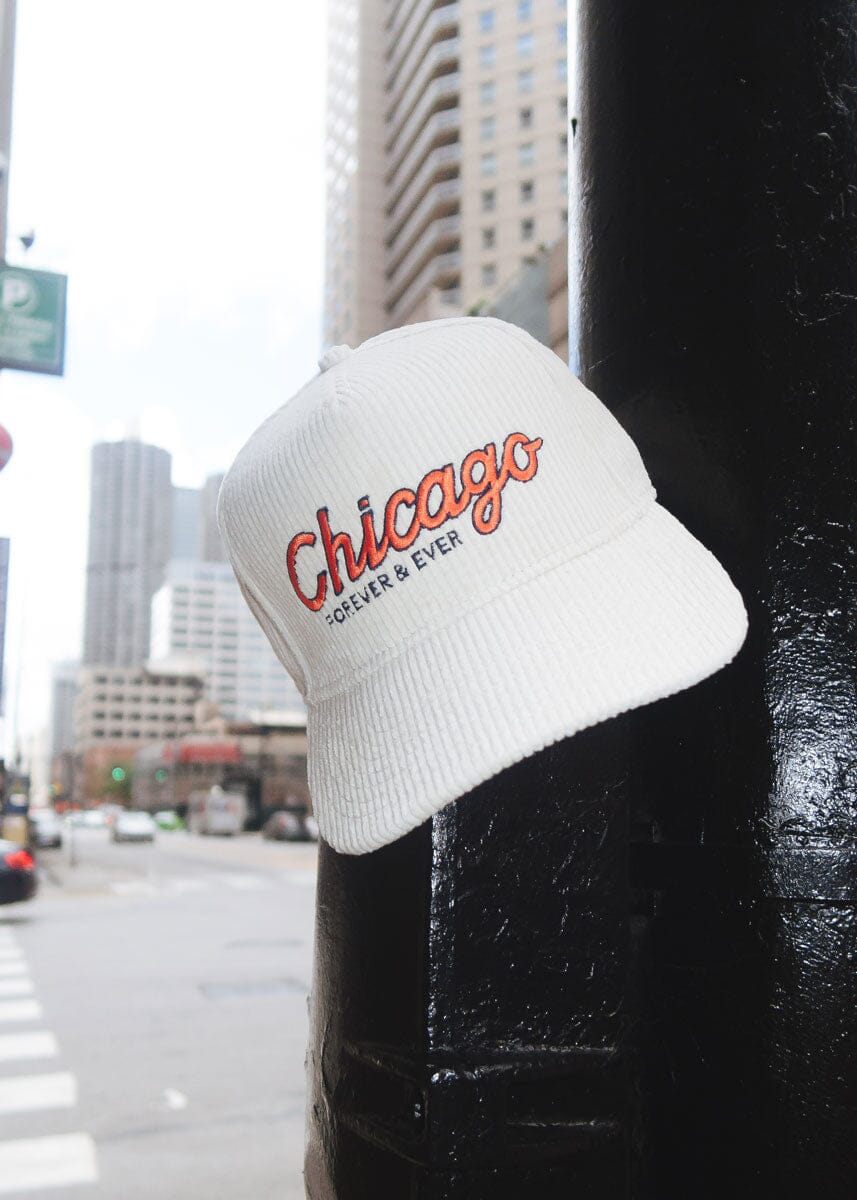 Chicago Forever Wide Whale Cord Hat - Cream & Orange
