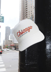 Chicago Forever Wide Whale Cord Hat - Cream & Orange