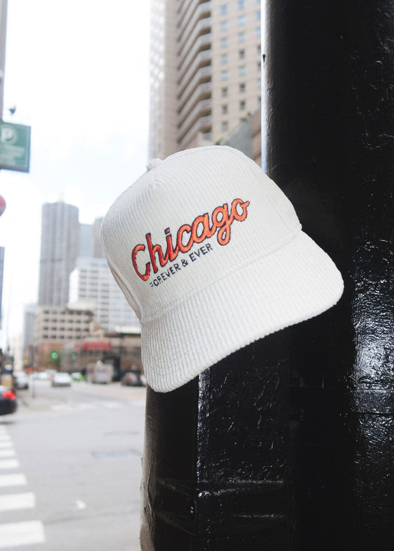 Chicago Forever Wide Whale Cord Hat - Cream & Orange