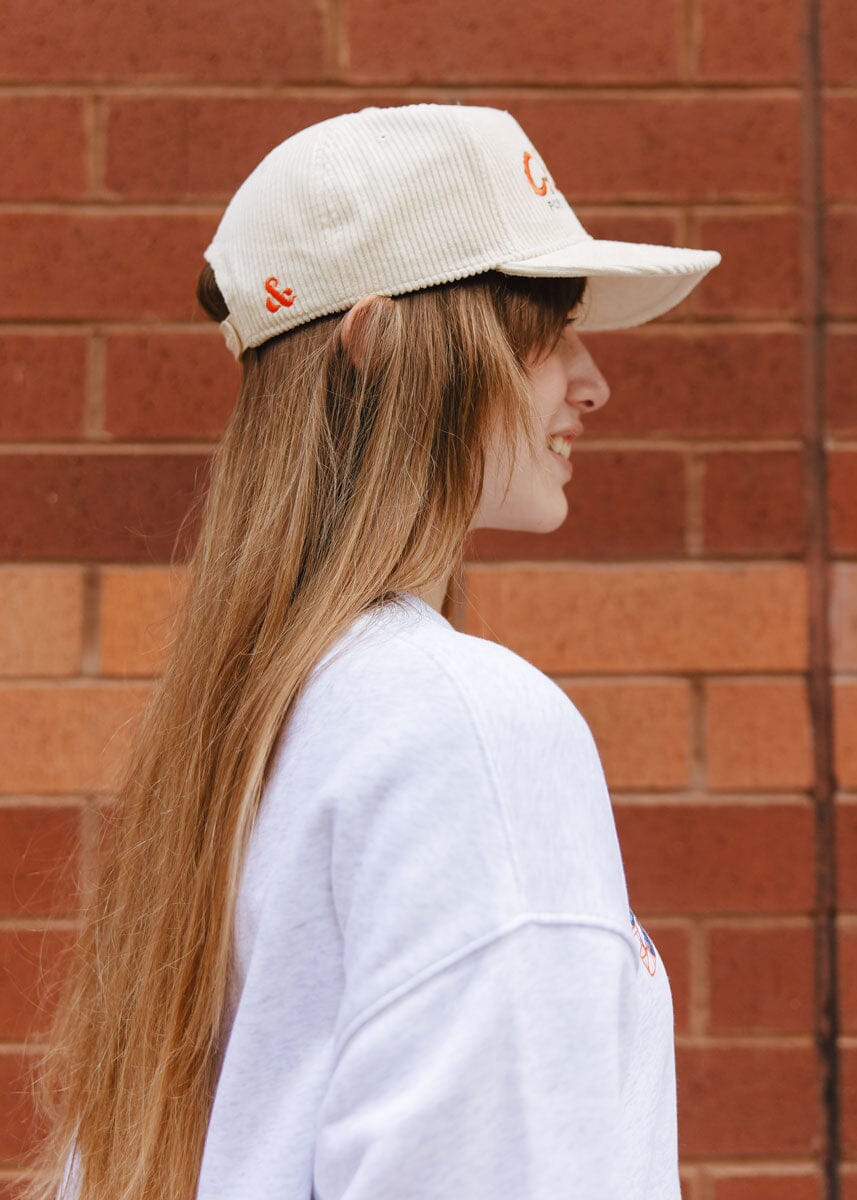 Chicago Forever Wide Whale Cord Hat - Cream & Orange