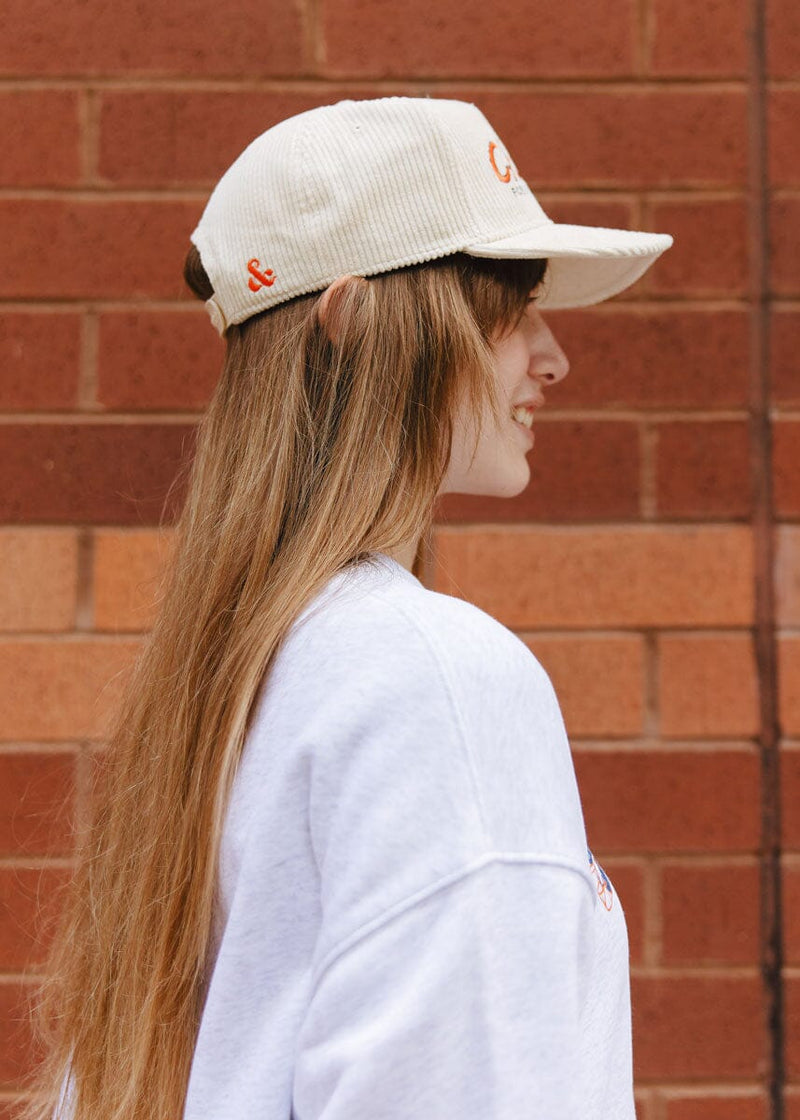 Chicago Forever Wide Whale Cord Hat - Cream & Orange