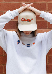Chicago Forever Wide Whale Cord Hat - Cream & Orange