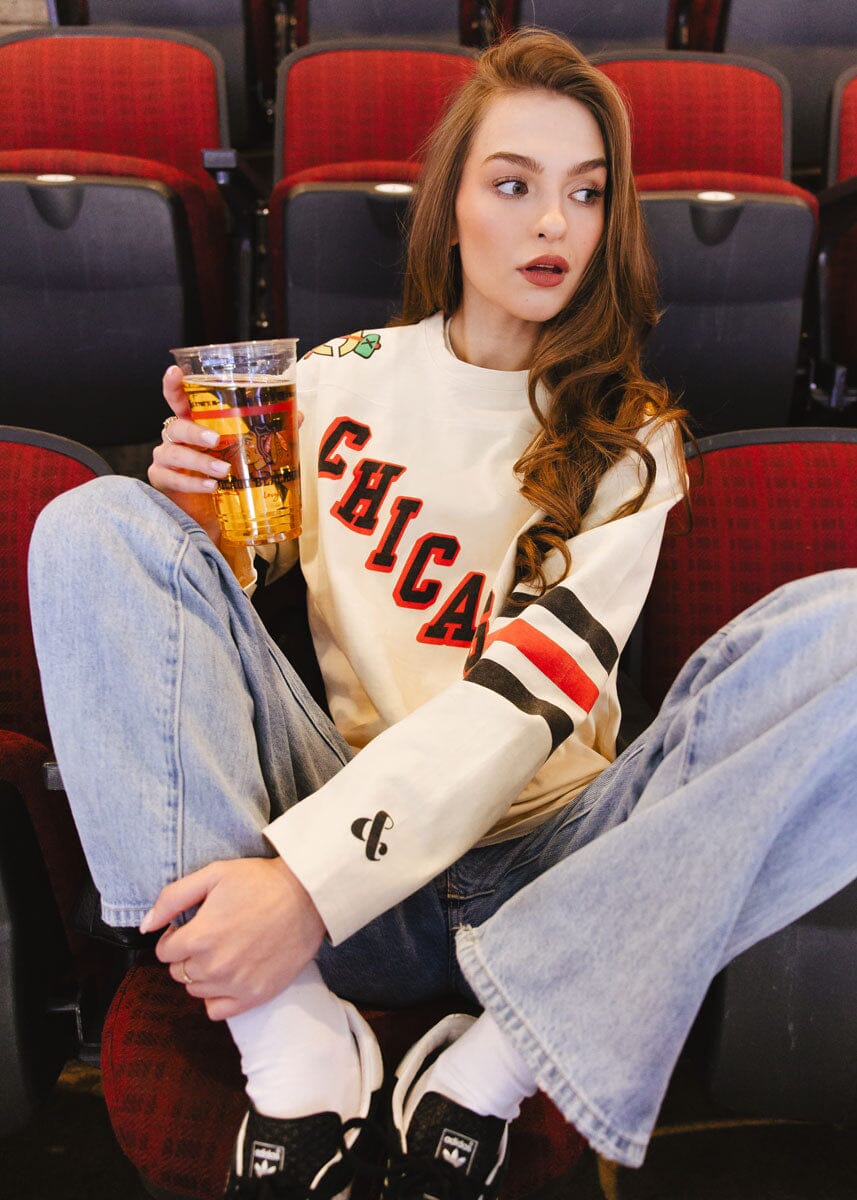 Blackhawks Hockey Jersey Tee - Cream