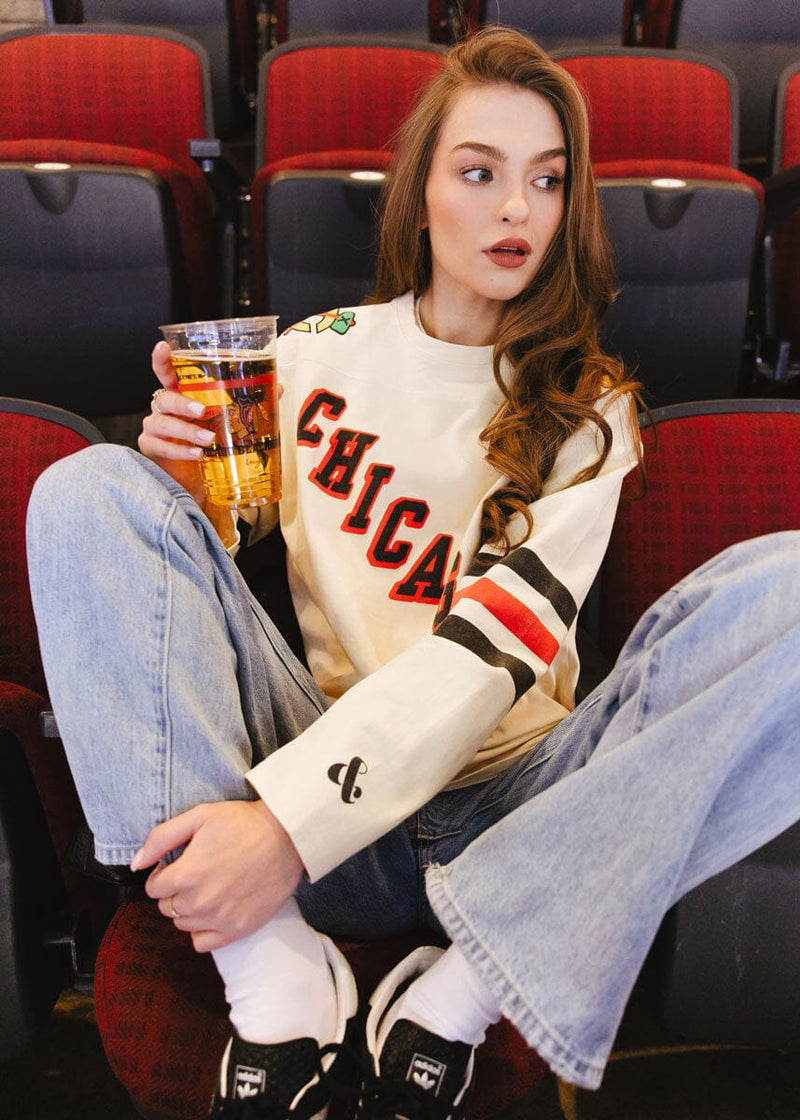 Blackhawks Hockey Jersey Tee - Cream