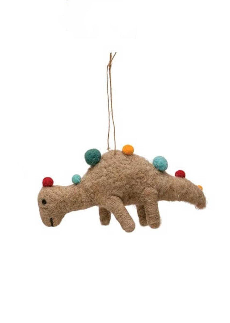 Holiday Dinosaur Ornament - Brown With Lights