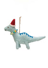 Holiday Dinosaur Ornament - Blue With Santa Hat