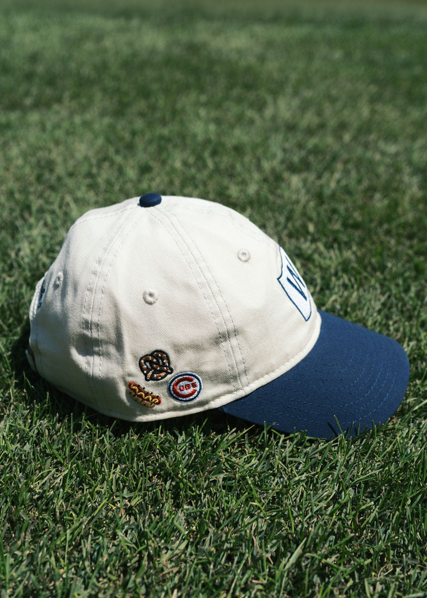 Youth Cubs Baseball W Flag Dad Hat - Ivory & Navy