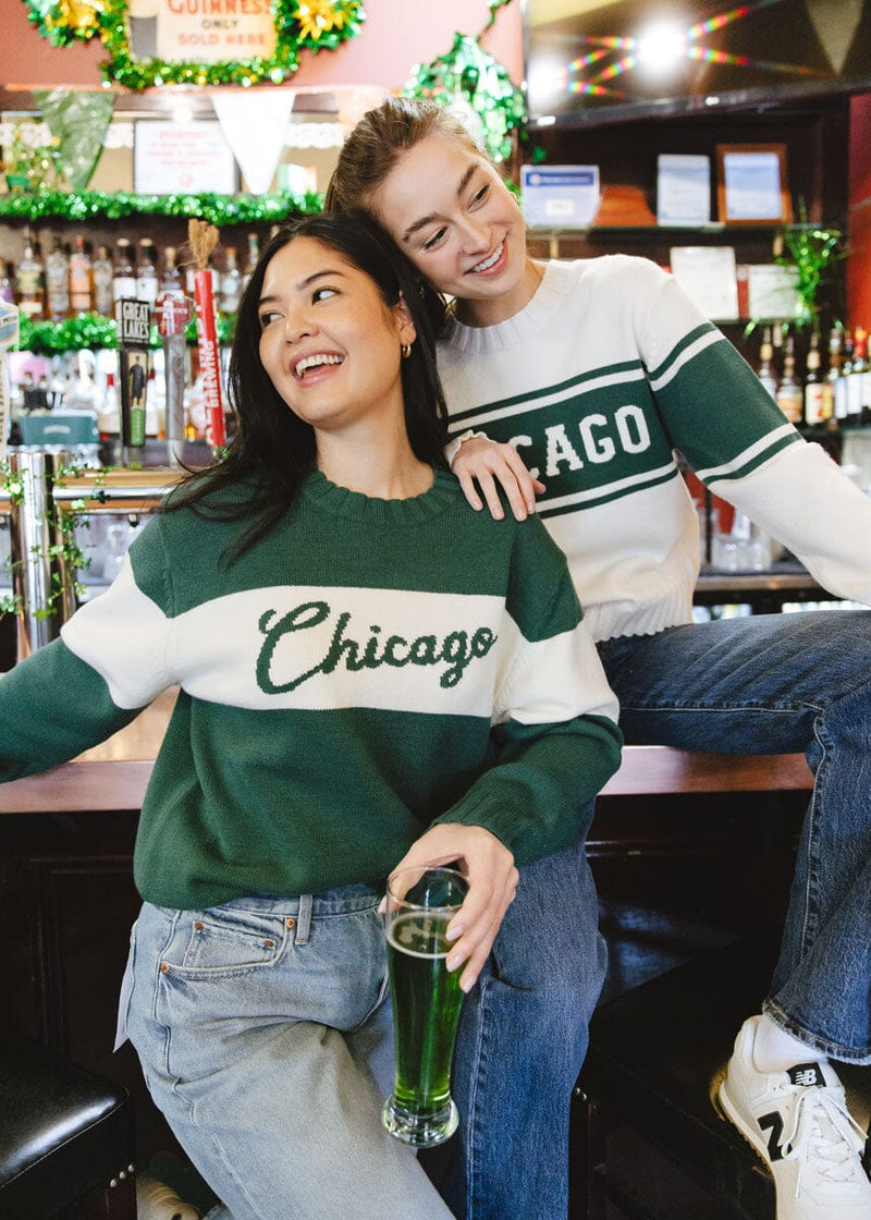 Chicago Collegiate Cursive Sweater - Green