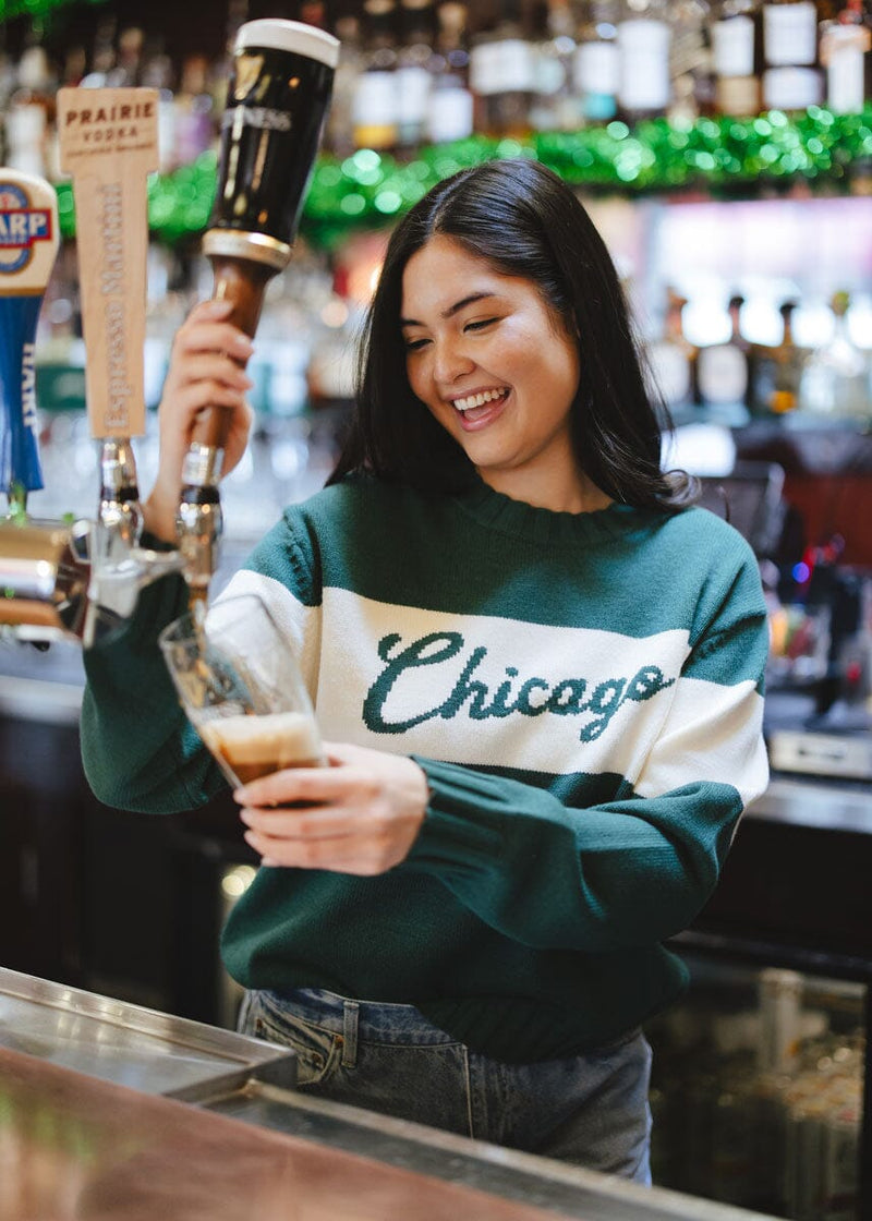 Chicago Collegiate Cursive Sweater - Green