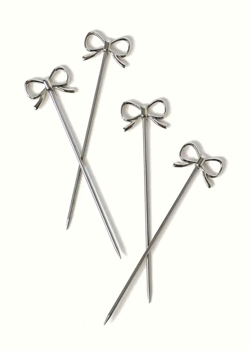 Silver Bow Cocktail Picks