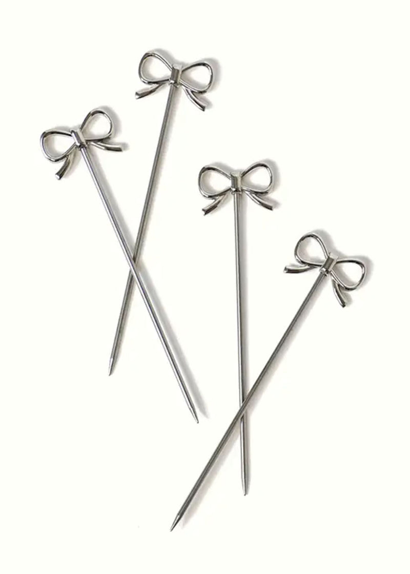 Silver Bow Cocktail Picks