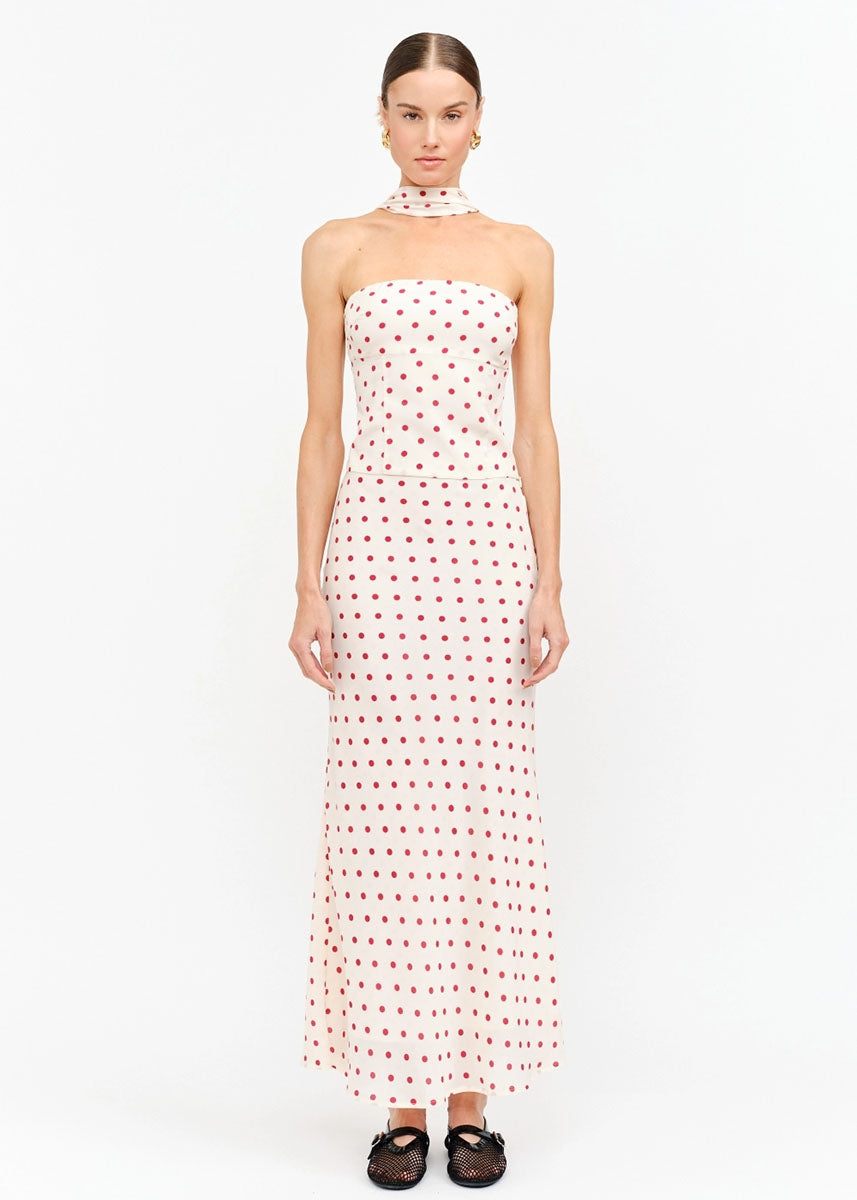 Kalila Polka Dot Maxi Skirt - Cream