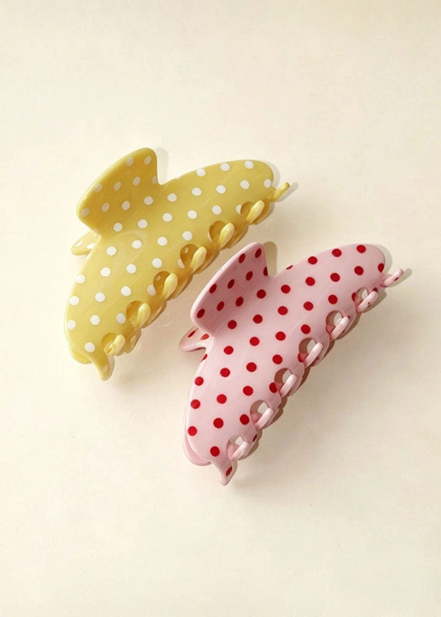 Sweet Polka Dot Hair Claw - Pink