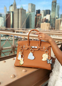 Paisley Heart Bag Charm Keychain - Blue