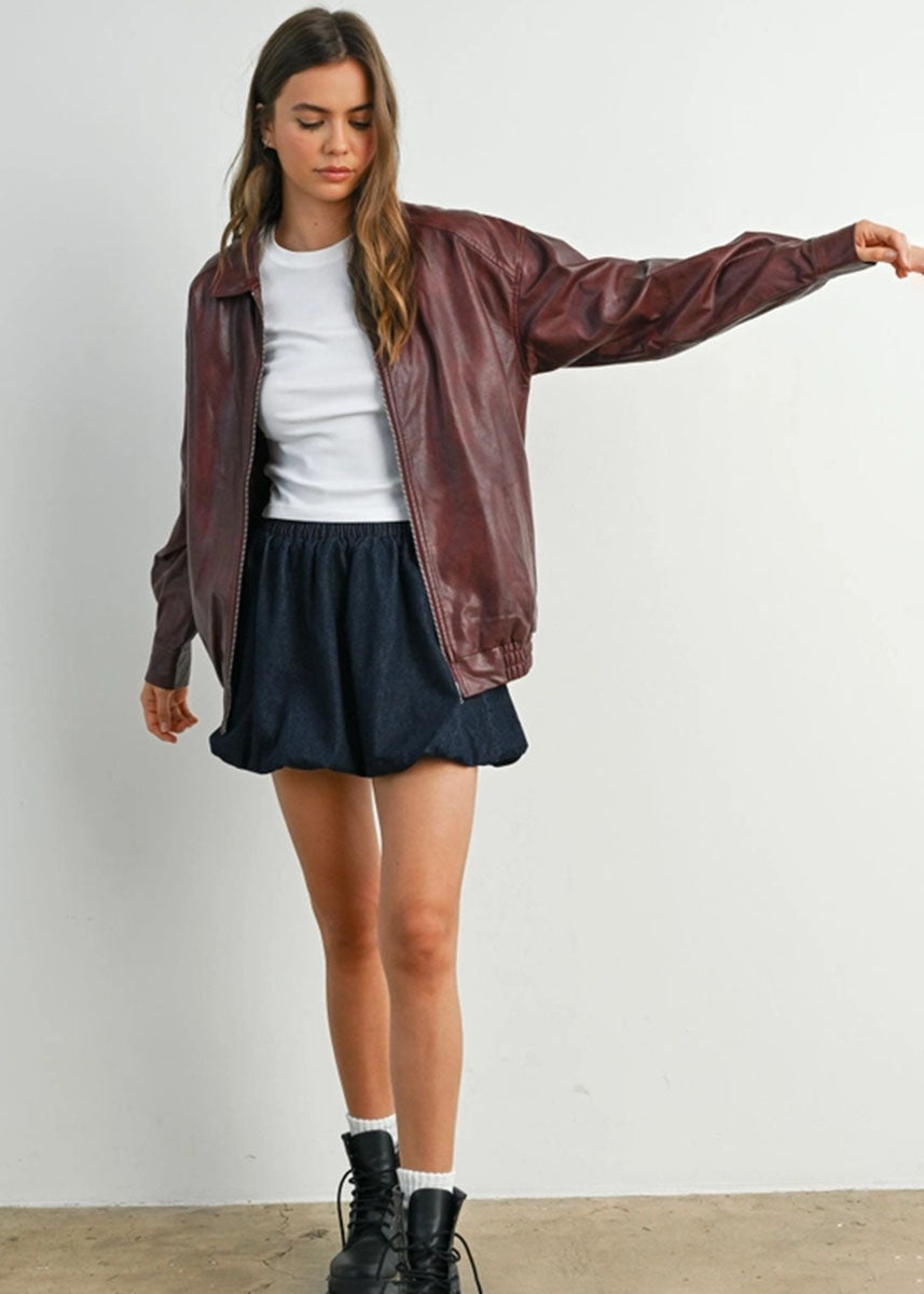 Brynne Denim Bubble Skirt - Dark Denim