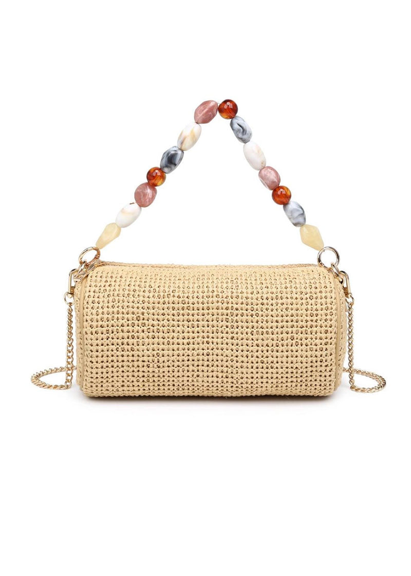 Rachel Beaded Straw Clutch - Natural