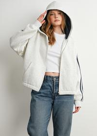 Carson Zip-Up Hoodie - Grey & Navy