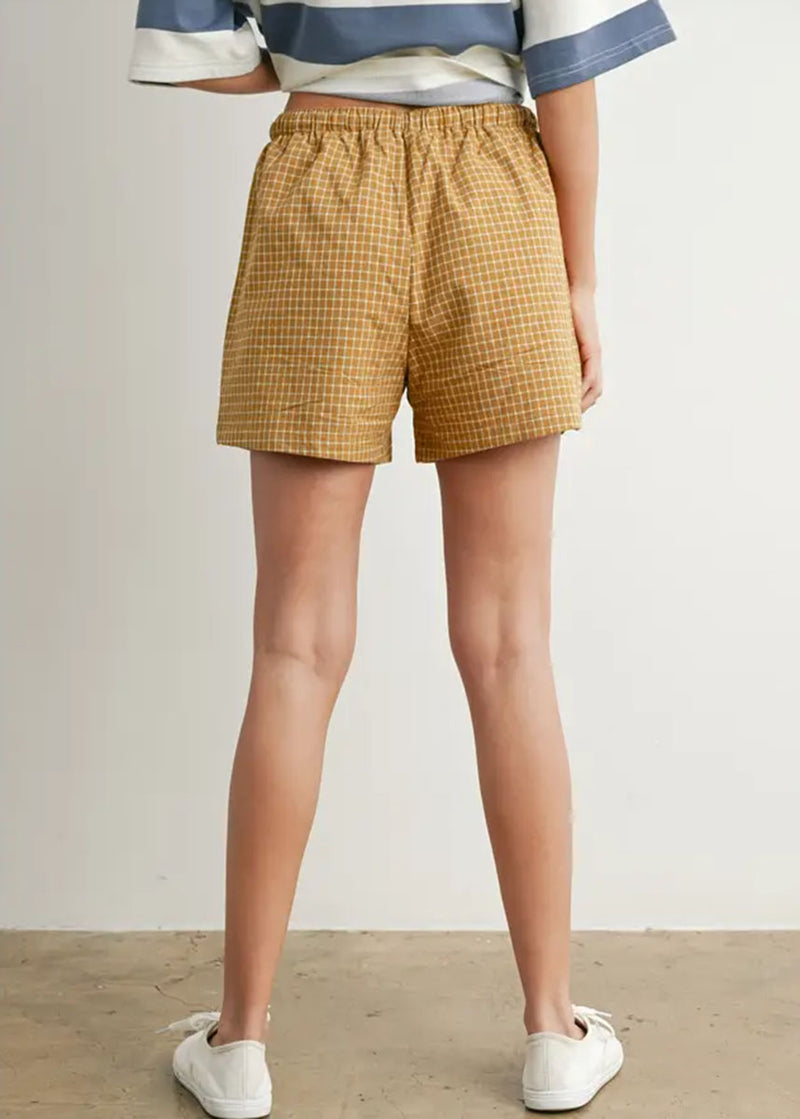 Averie Check Boxer Shorts - Khaki Multi