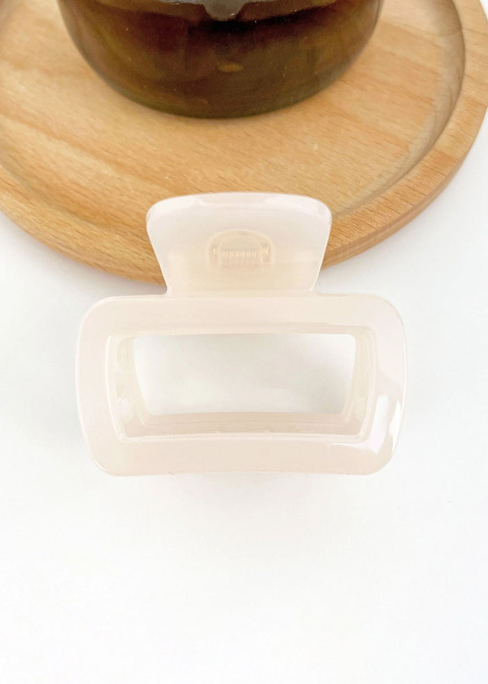 Mini Square Jelly Claw Clip - White