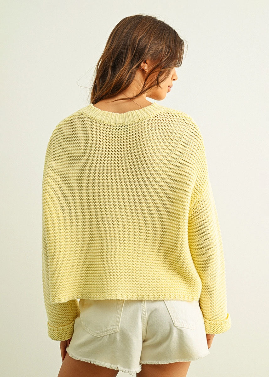 Hattie Round Neck Sweater - Pastel Yellow