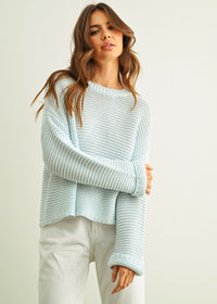 Hattie Round Neck Sweater - Powder Blue