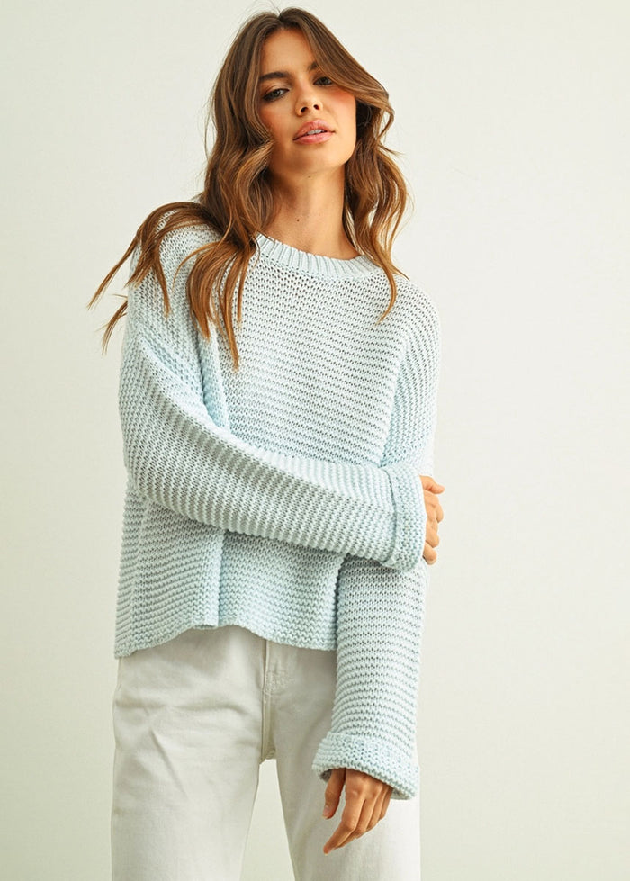 Hattie Round Neck Sweater - Powder Blue