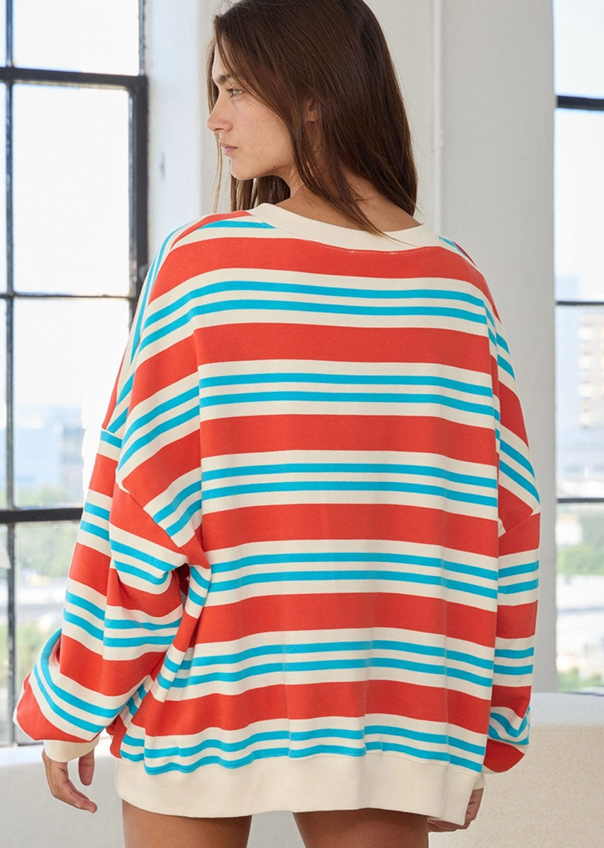 Sebastian Striped Sweatshirt - Red & Blue