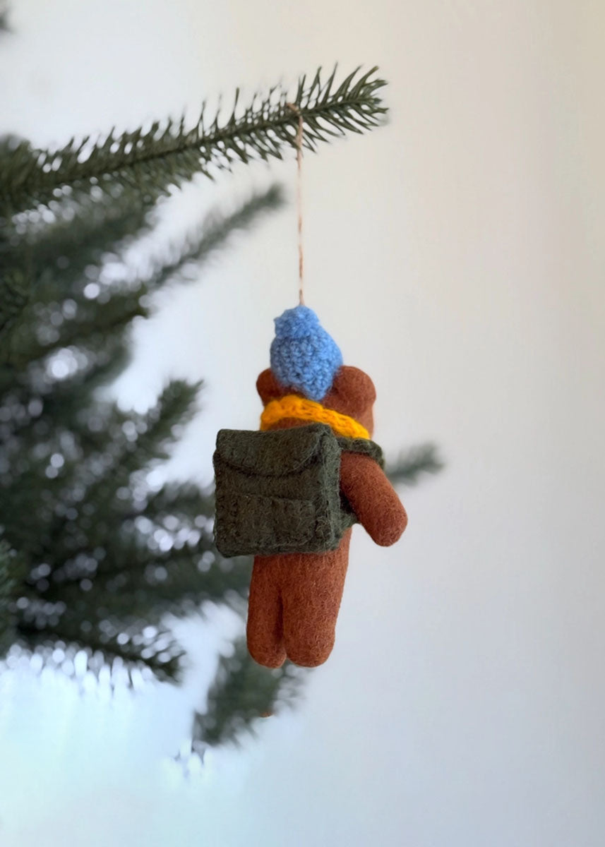Bear Trekking Felt Ornament
