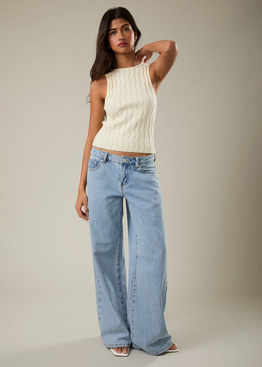 Brandi Boat Neck Sweater Top - Ivory