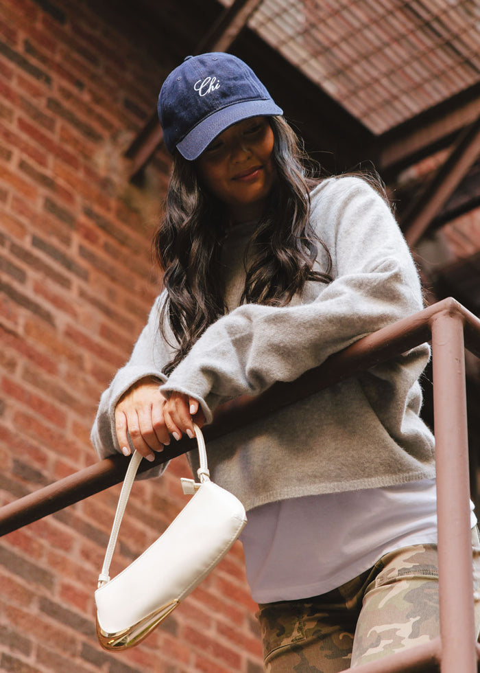 Chi Embroidered Dad Hat - Dark Denim
