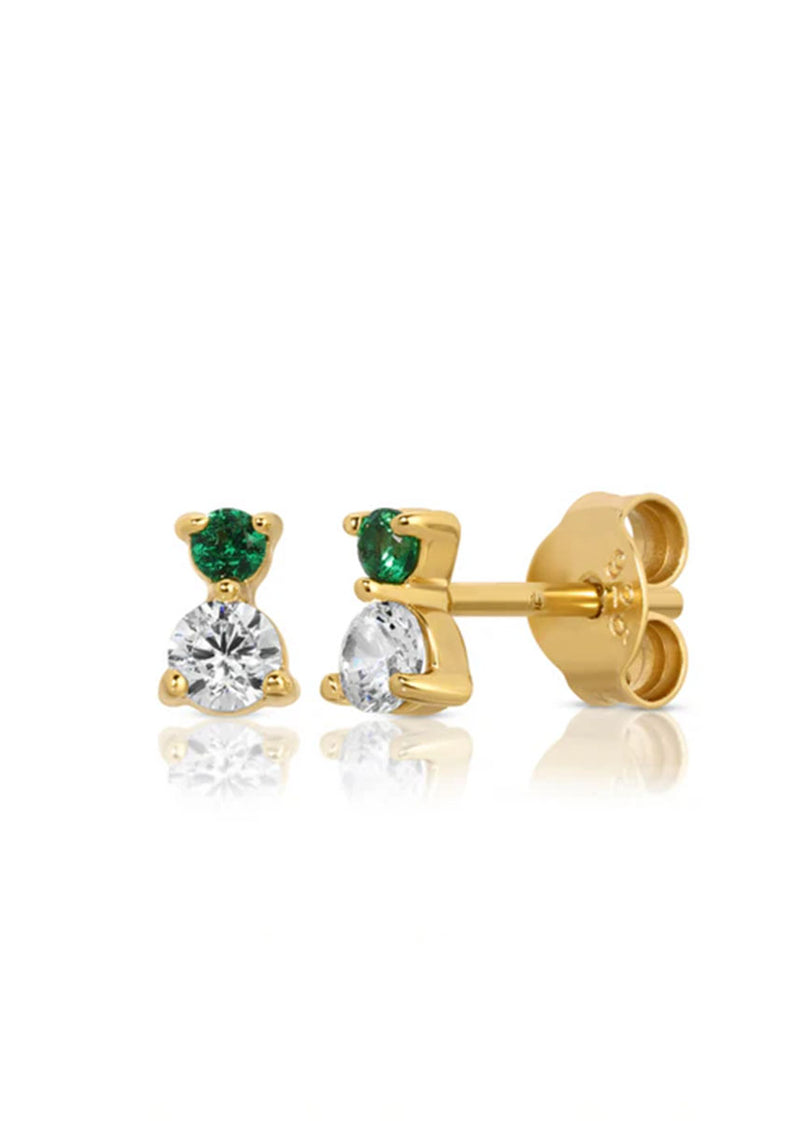 Dawn Emerald CZ Duo Studs