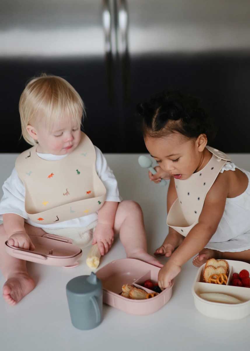 Silicone Baby Bib - Black Daisy