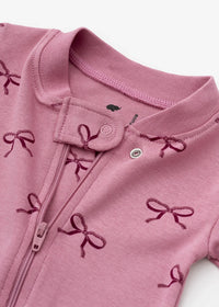 One Piece Zipper Jammies - Pink Ribbons