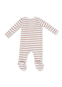 2-Way Zipper Footie - Vintage Stripe Brown