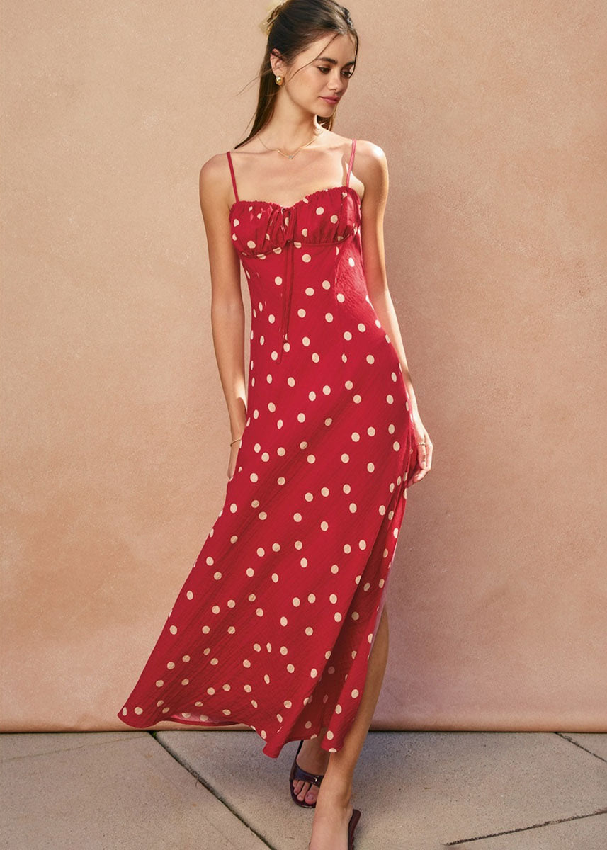 Show Out Polka Dot Maxi Dress - Red & Ivory