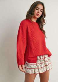 Amora Classic Waffle Top - Red