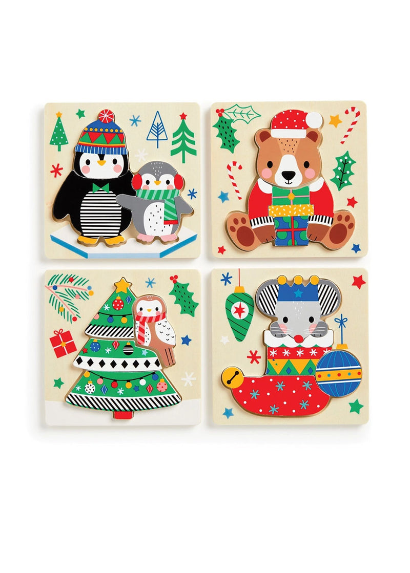 Festive Friends Wood Puzzles (Set of 4)