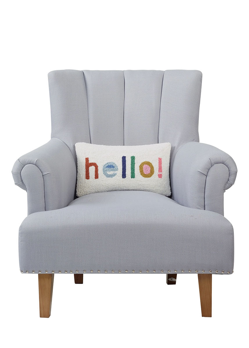 Hello Colorblock Hook Pillow