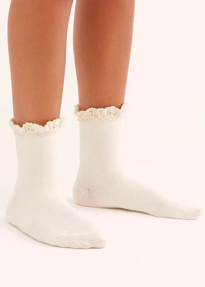 Beloved Waffle Knit Ankle Sock - Ivory