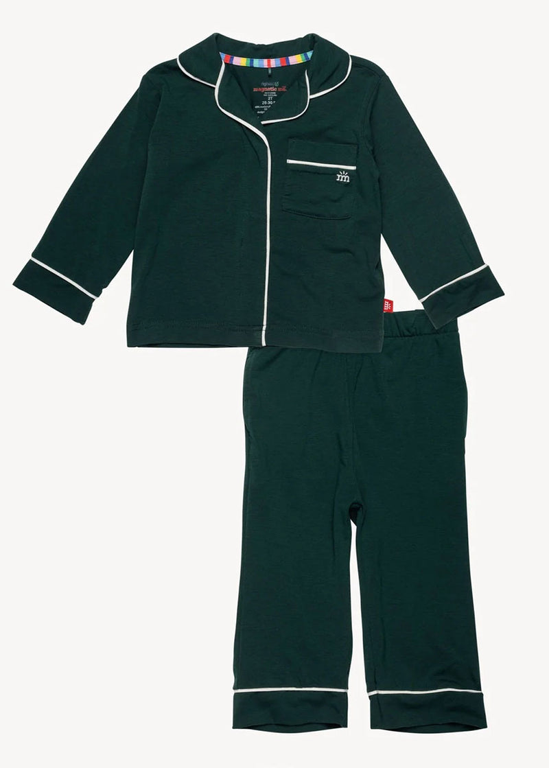 Modal Magnetic Piped Pajama Set - Deep Emerald