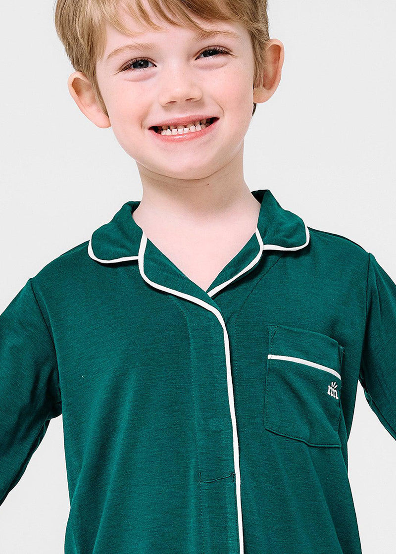 Modal Magnetic Piped Pajama Set - Deep Emerald