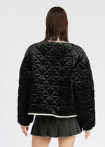 Delia Velvet Quilted Jacket - Black