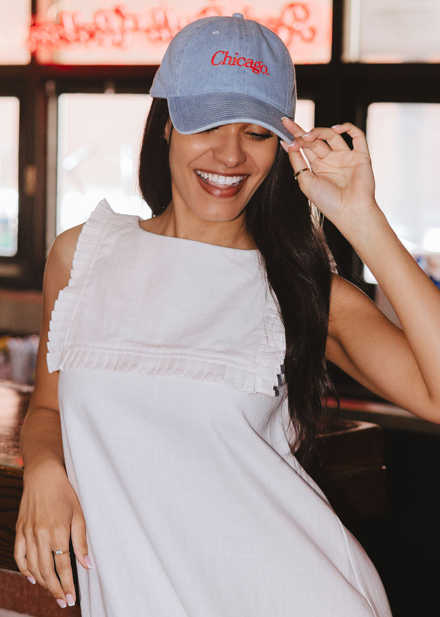 Chicago. Dad Hat - Denim & Red