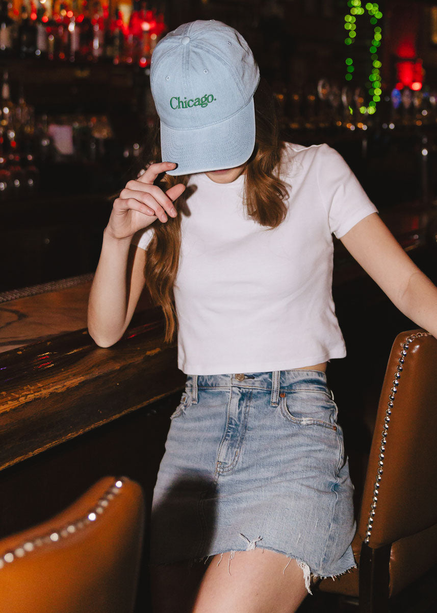 Chicago. Dad Hat - Denim & Green
