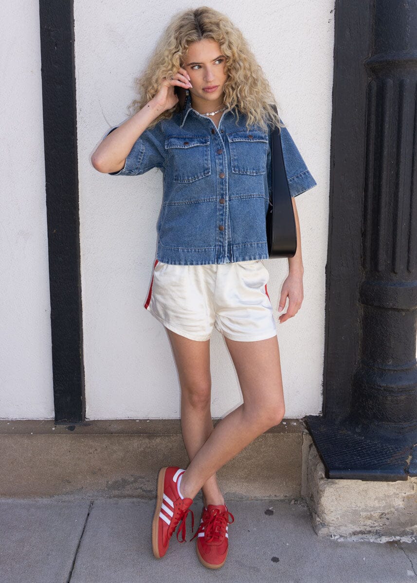 Skye Stripe Boxer Short - Ivory & Red