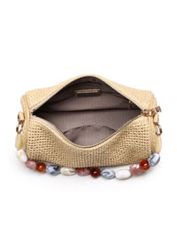 Rachel Beaded Straw Clutch - Natural