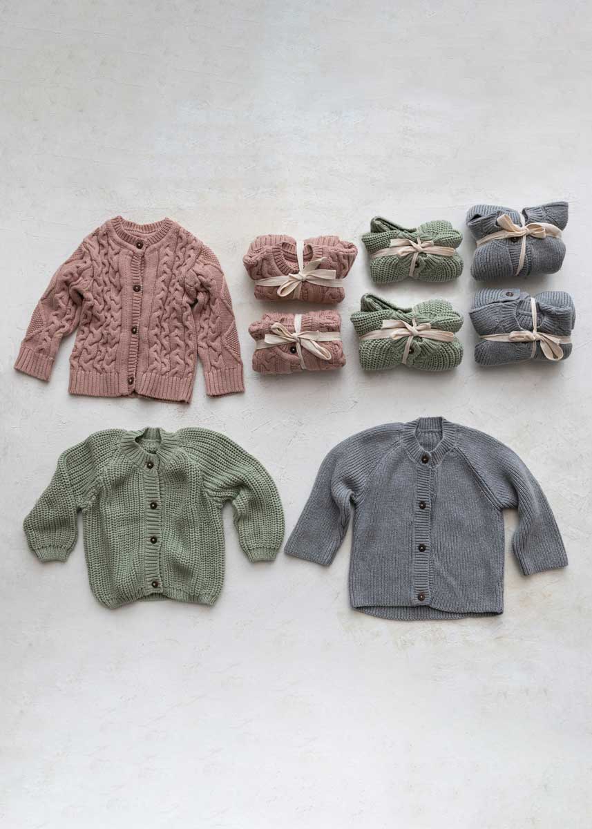 Knit Baby Sweater - Sage